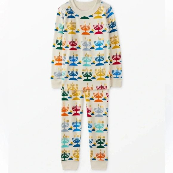 Hanna Andersson Rainbow Hanukkah Kids Holiday Long John Pajama Set - Picture 1 of 7